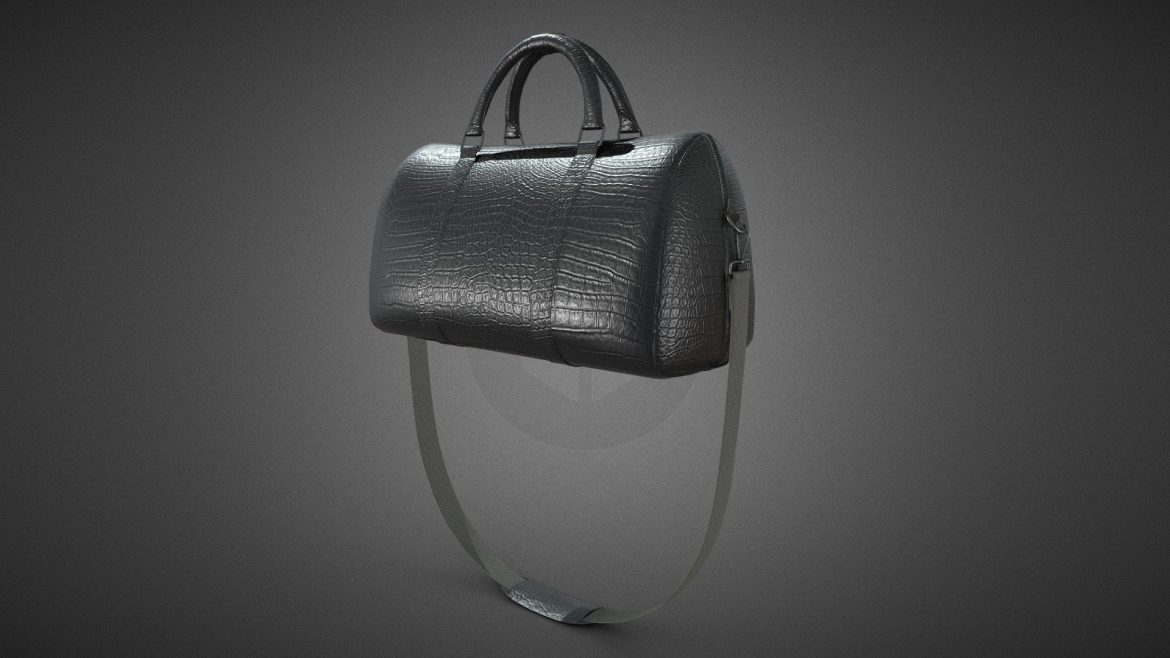 black leather bag with strip 3d model