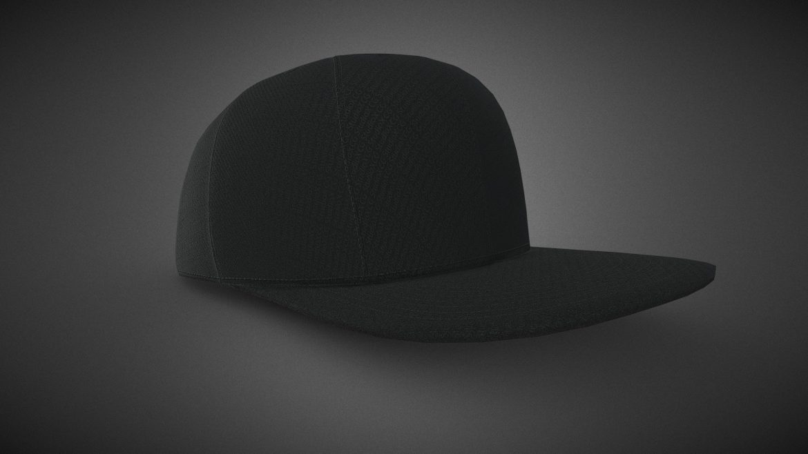 black snapback cap 3d model