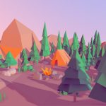 cartoon low poly forest island camp 3d model