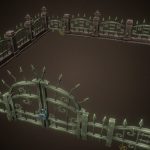 cemetery fence set 3d model