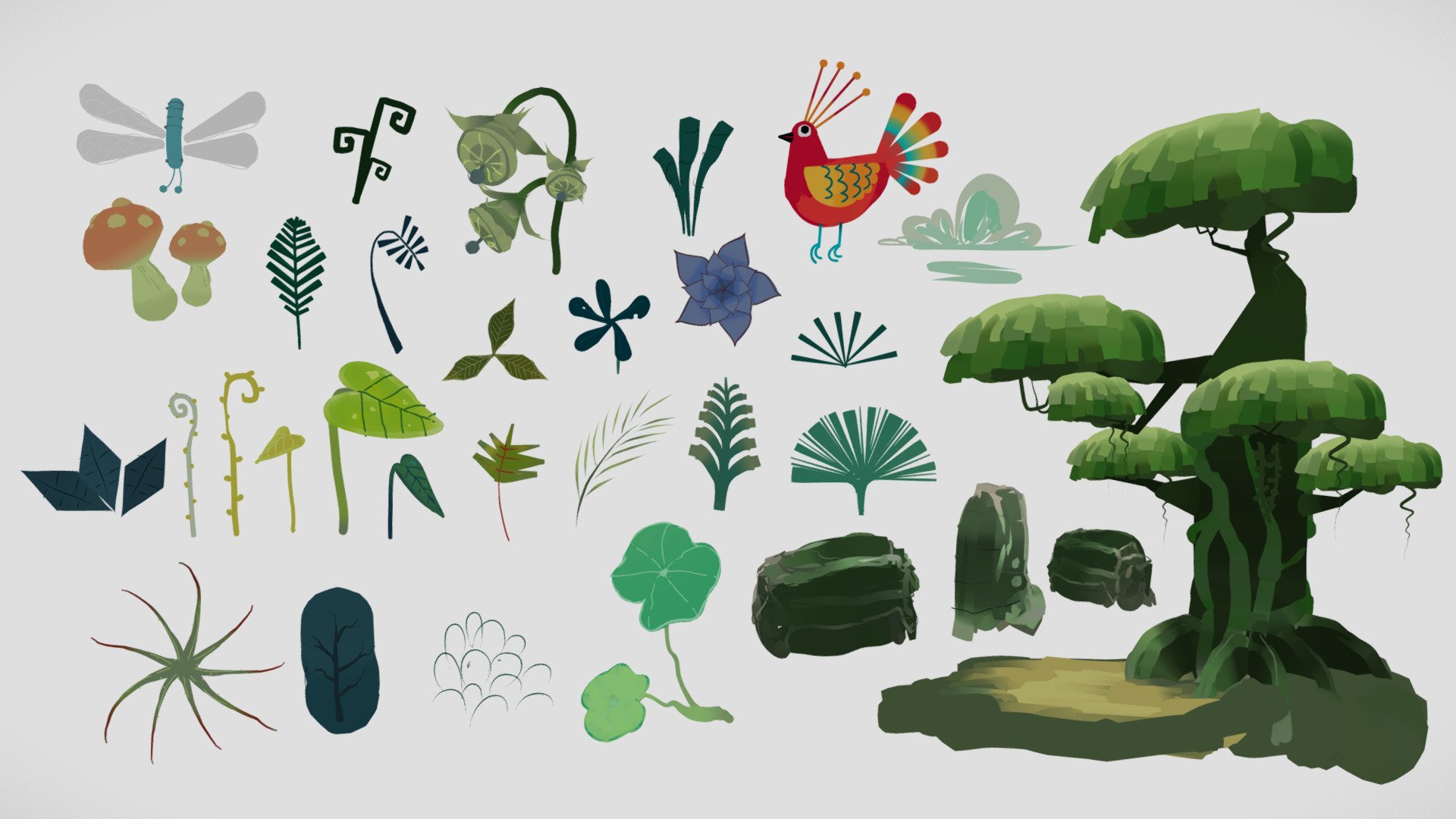 Djungle plants – style elements pack collection