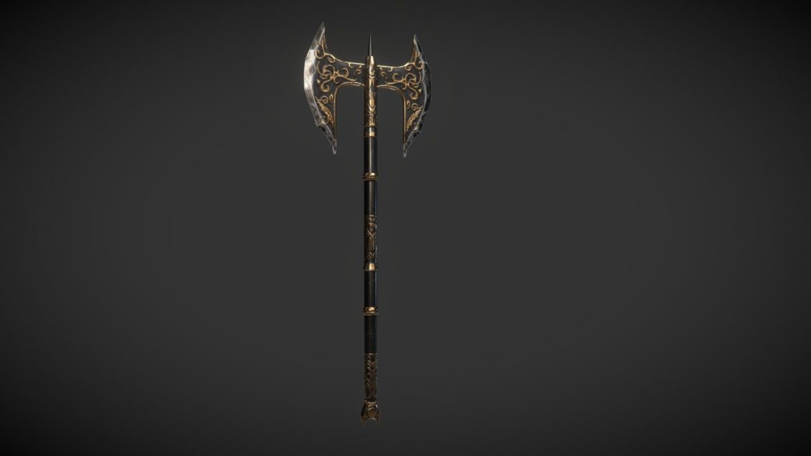 ebony battle axe tesskyblivion 3d model