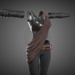 female ninja outfit 3 3d model