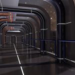 Futuristic Space Ship Interior Corridor