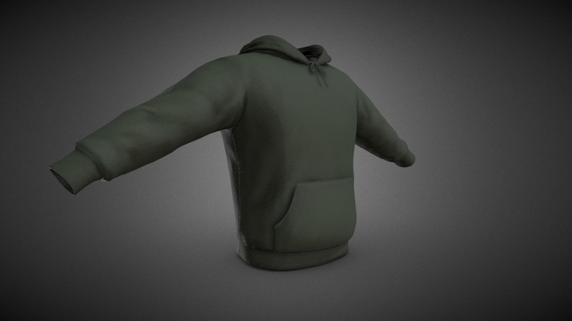 green winter hoodie 3d model