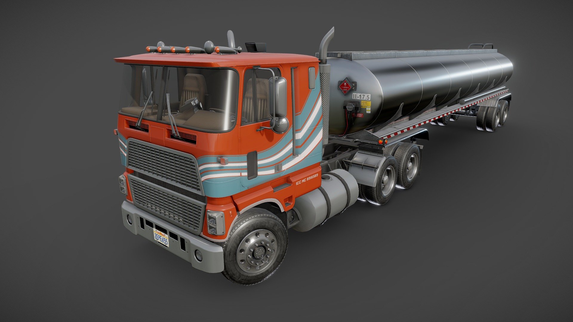 Industrial cabover tanker semitruck