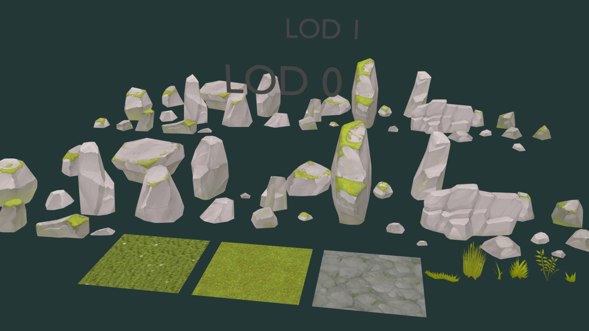 low poly rocks