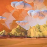 low polygon art sand waterfall island mountain 3d model