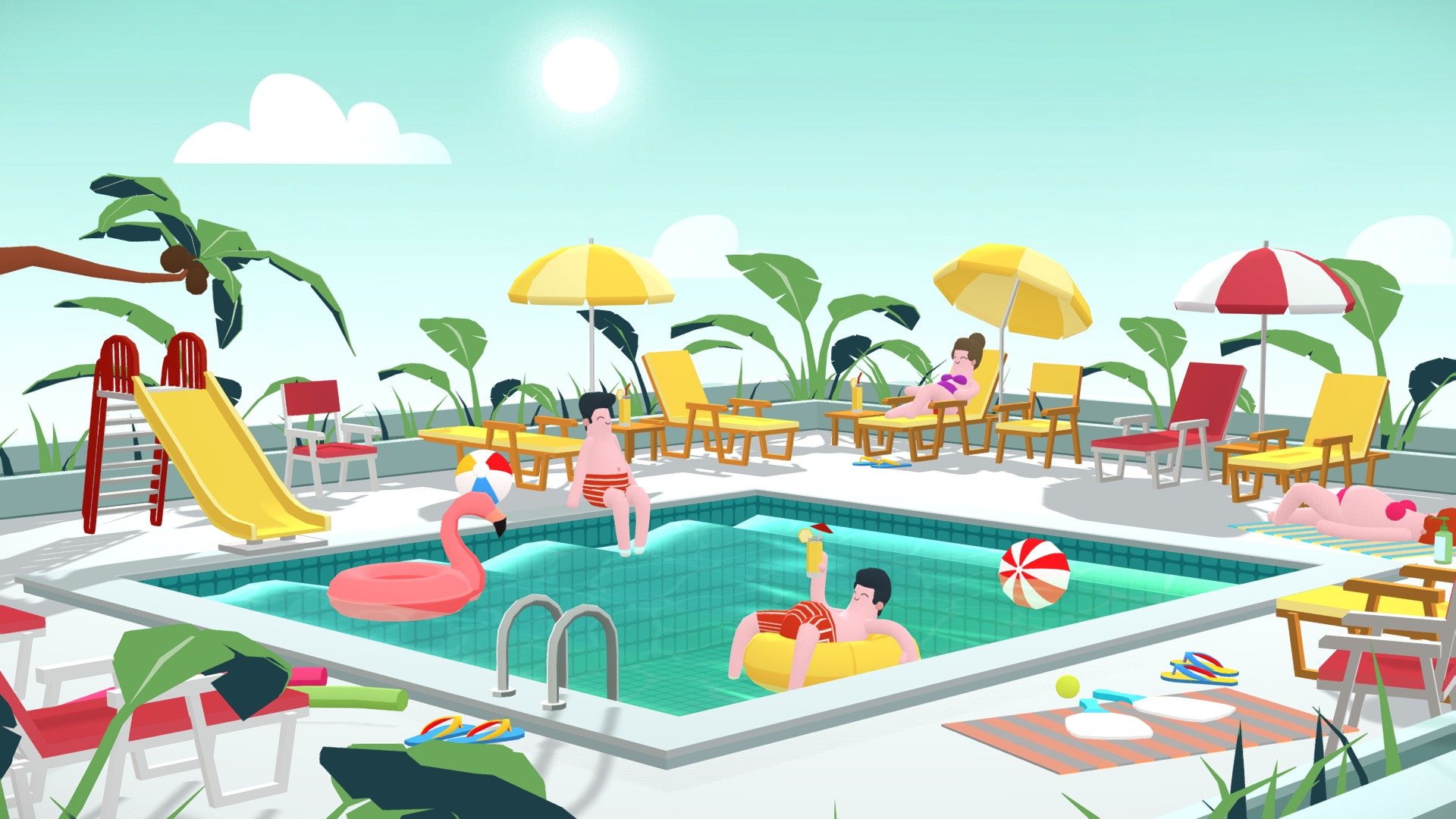 LOWPOLY BEACH POOL SUMMER SYLIZED ASSETS CARTOON