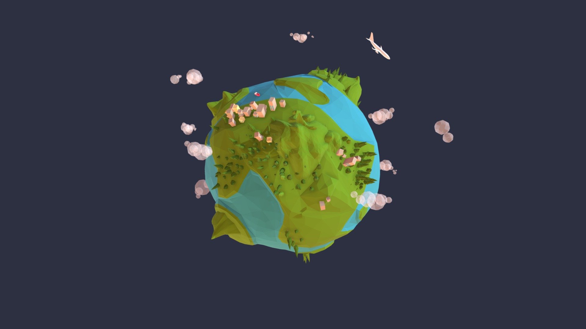 Cartoon Lowpoly Earth Planet 2 UVW textured