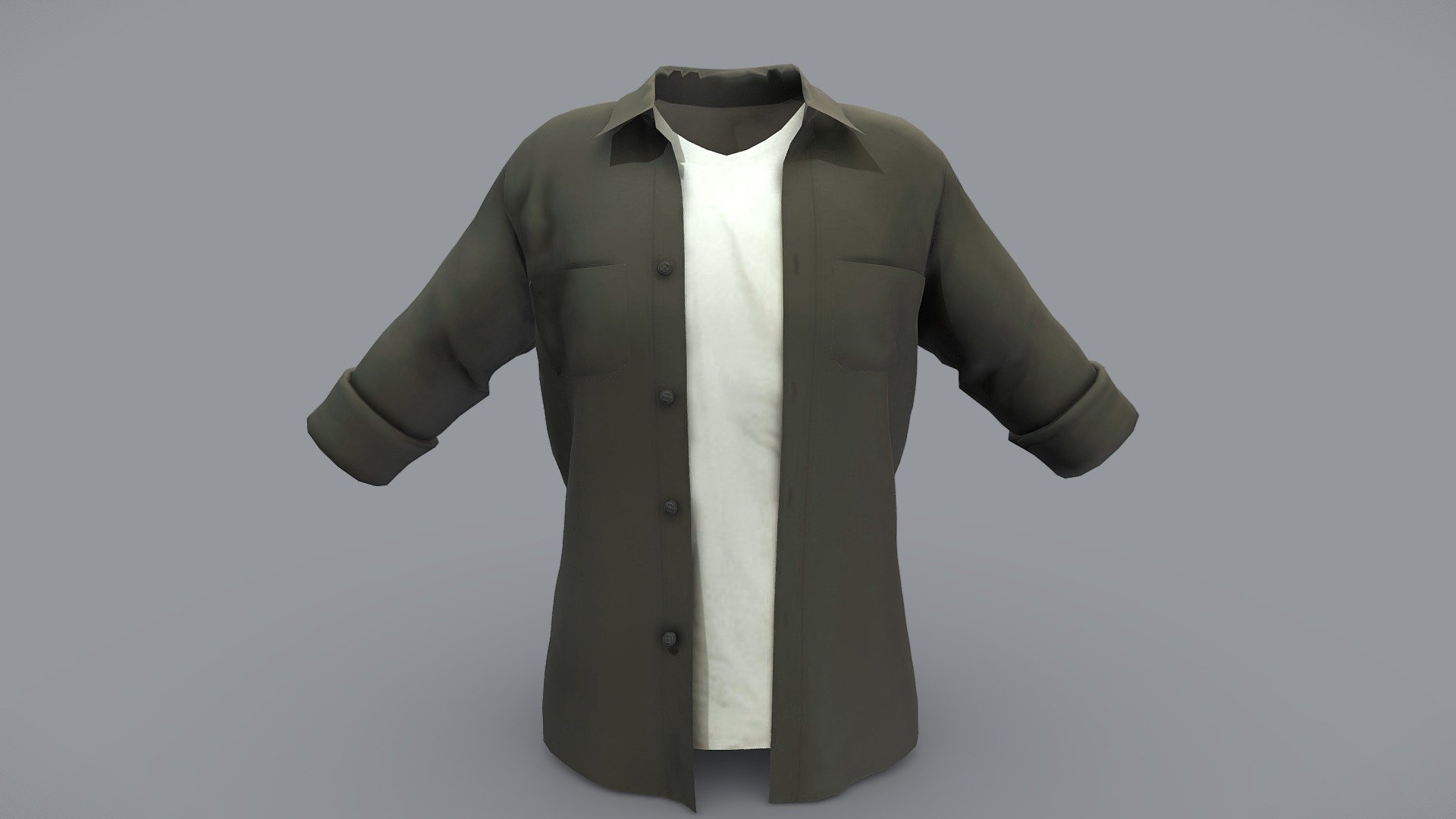 Male Open Front Shirt With Tshirt Under
