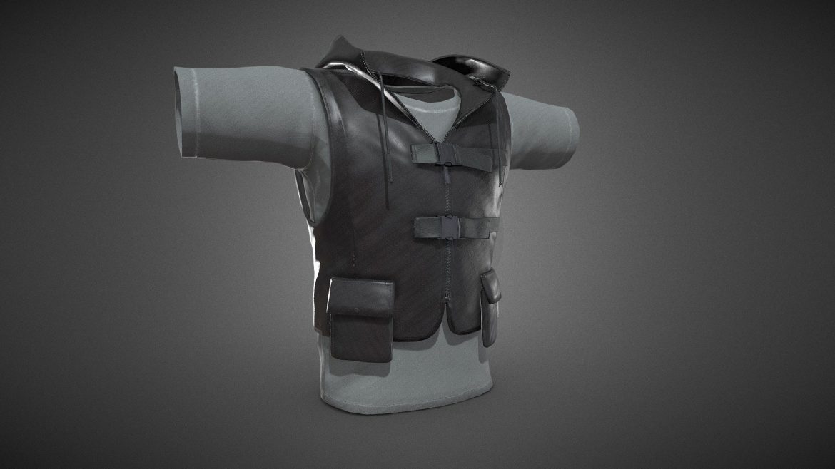 men vest and t shirt 3d model
