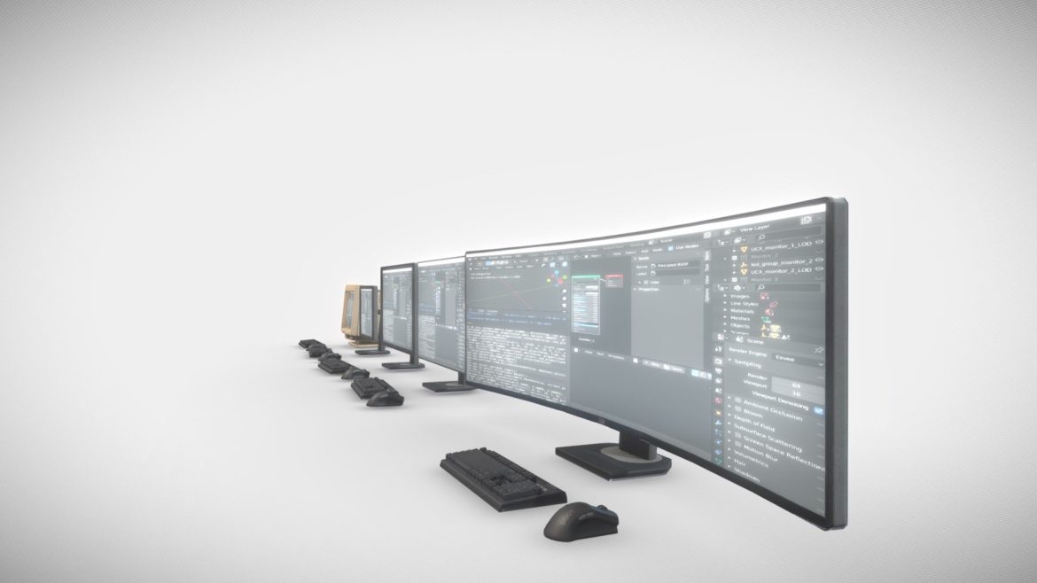 monitors pack 3d model