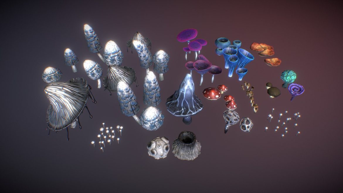 mushrooms pack 3d model