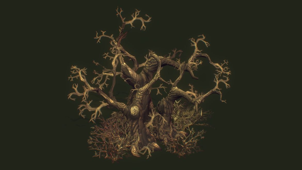 old creepy trees hand painted series 3d model