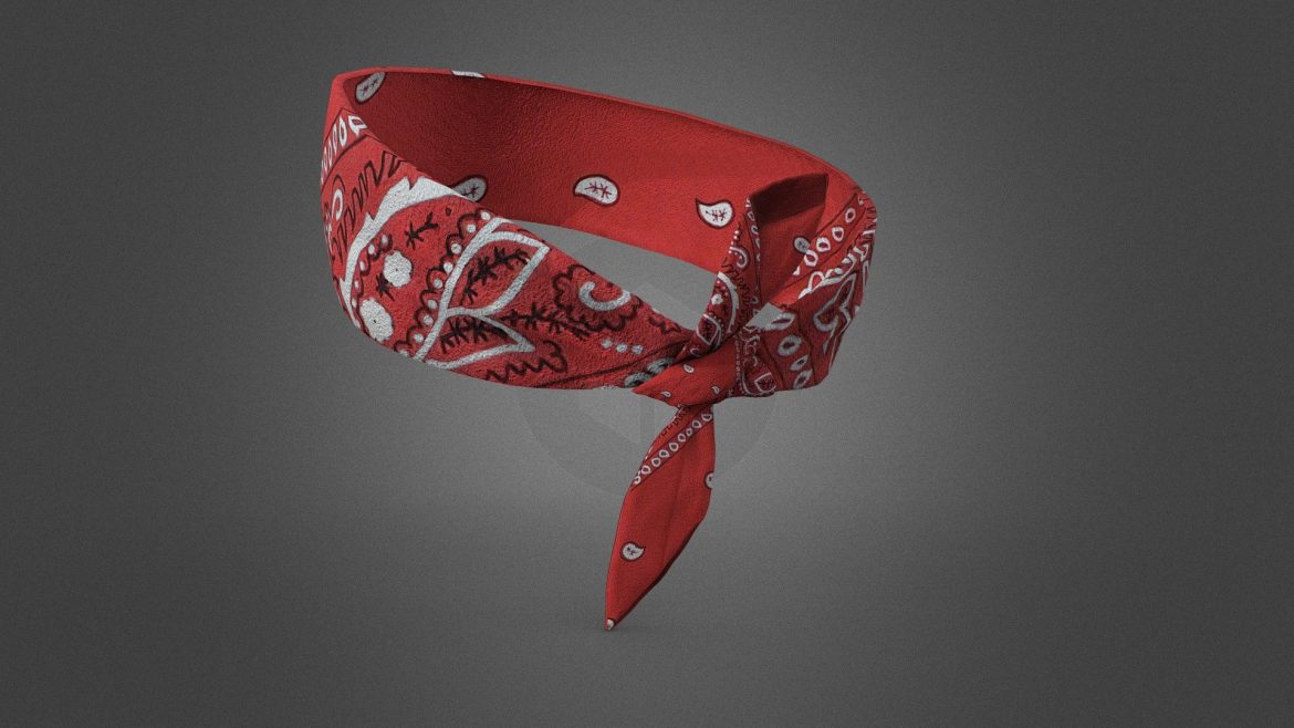 red paisley bandana 3d model