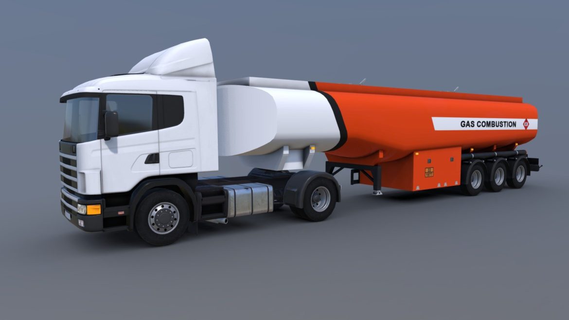 scania amp gasoline trailer low poly 3d model