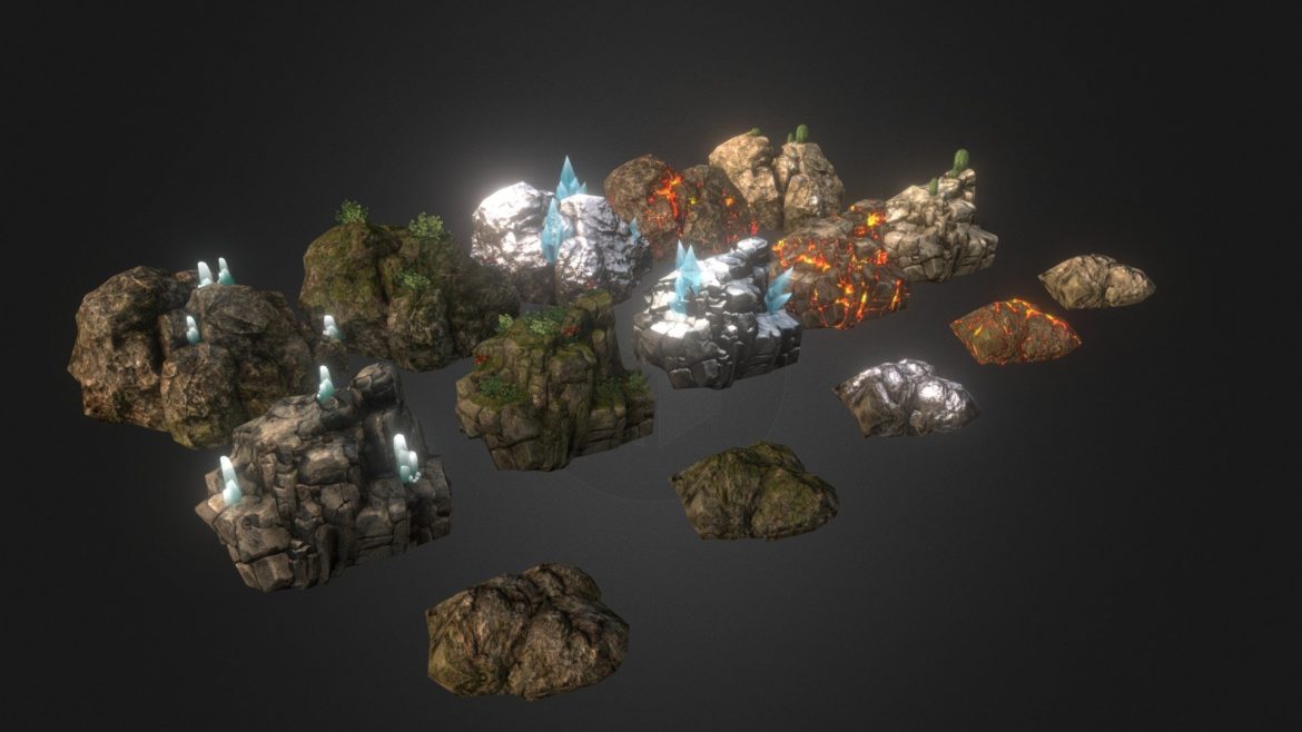 set de piedras 3d model