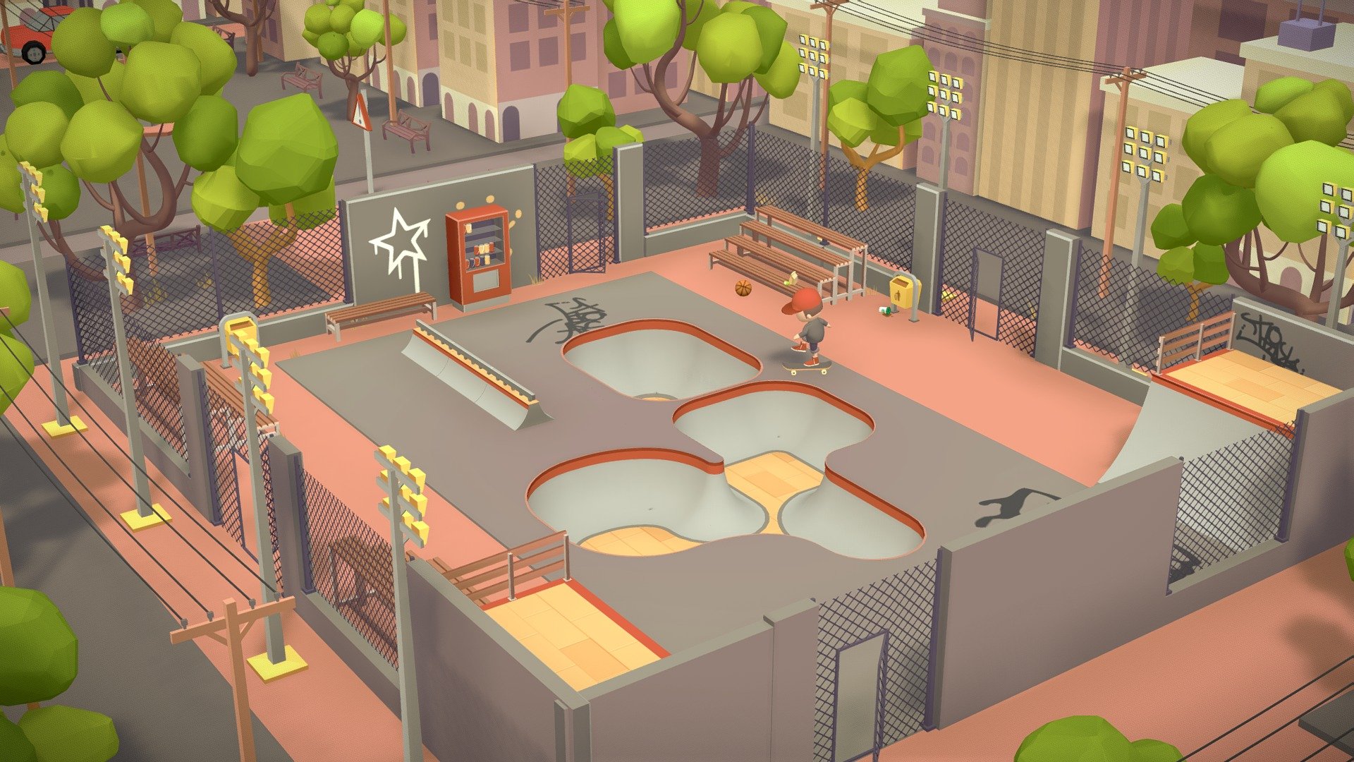 🛹 Skateboard playground game asset lowpoly city deep3dsea