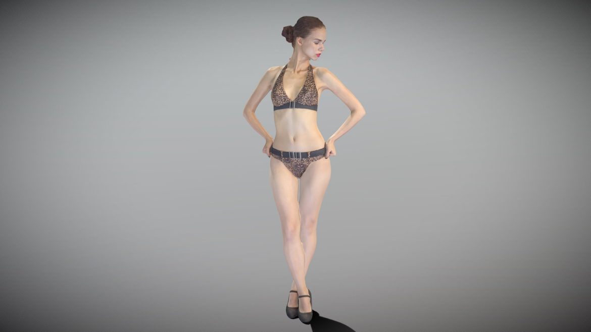 slim woman in a swimsuit posing 158 3d model