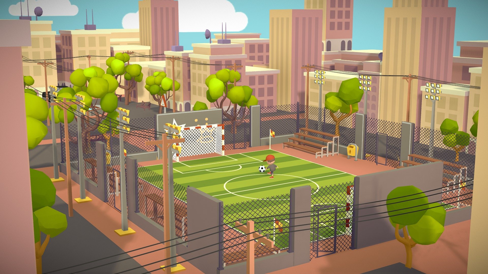 ⚽Soccer football stadium game asset lowpoly city