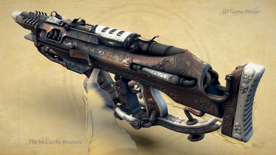 steampunk submachine gun 3d model