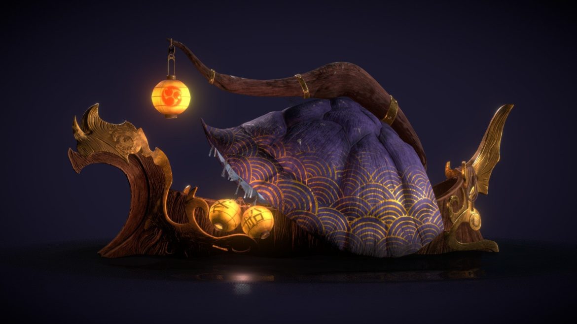 turtle gondola on water 3d model
