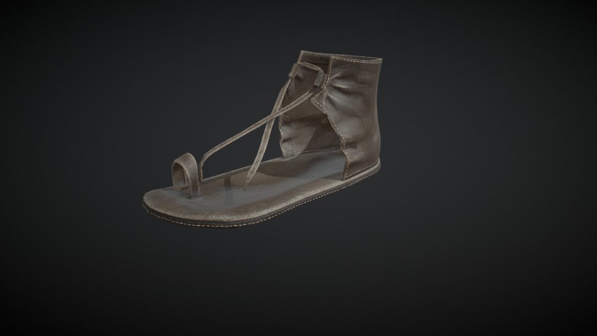 used leather sandal mayan era 3d model