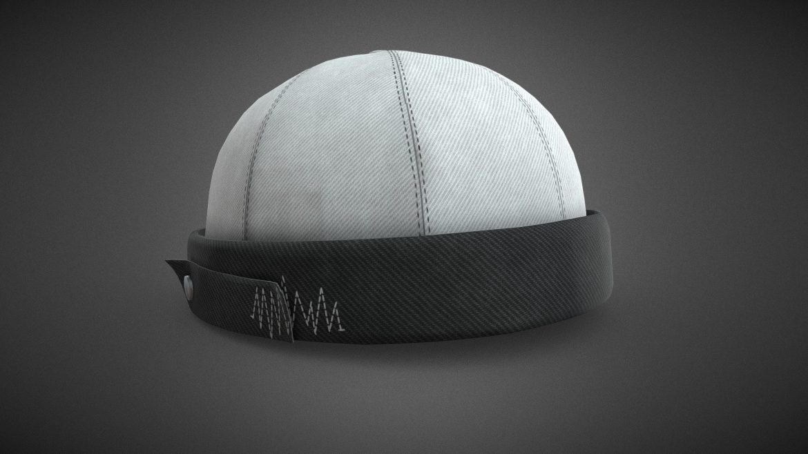 white jeans brimless cap 3d model