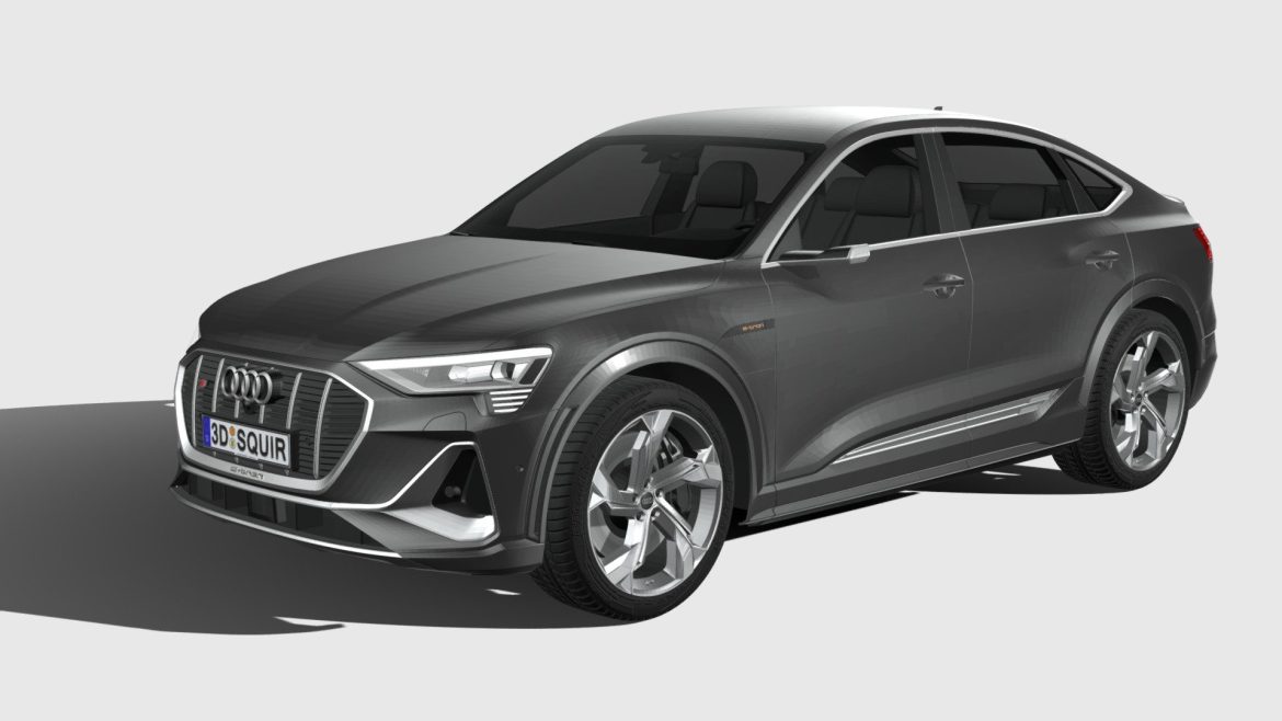 Audi Etron Sportback 3d Model - High-fidelity 3D model of the 2021 Audi e-tron S Sportback featuring detailed exterior surfaces and realistic textures.
