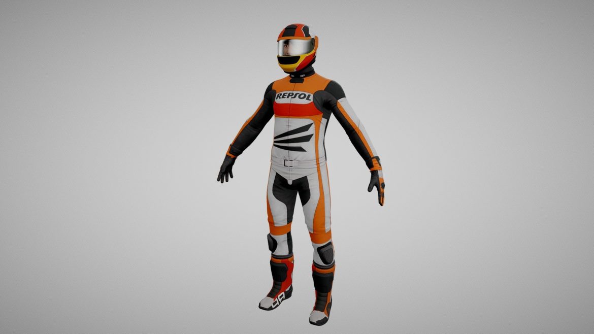 biker racing motorcycle rider 3d model