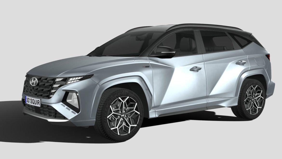 Hyundai Tucson 3d Model - Detailed 3D render of a 2021 Hyundai Tucson N-Line in a studio setting.