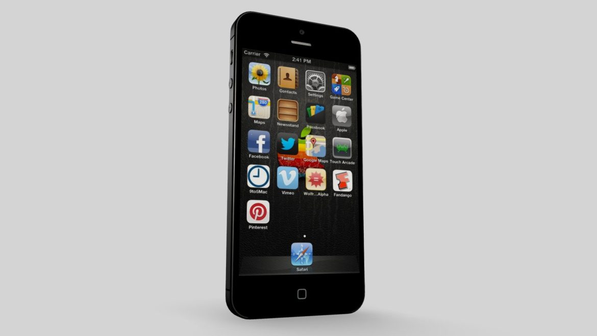 Iphone 5 3d Model - Detailed 3D model of an iPhone 5 smartphone, showcasing its iconic design and precision craftsmanship.