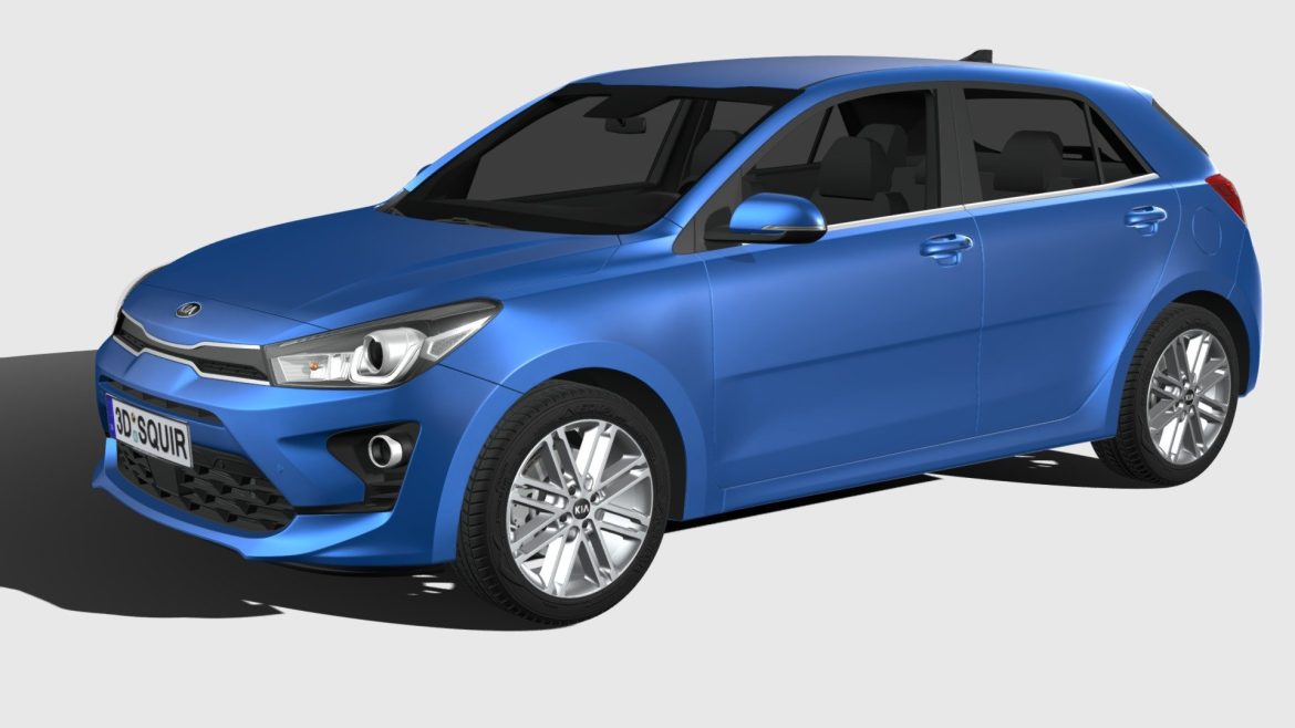 Kia Rio 2021 3d Model - High-detail Kia Rio 2021 car 3D model exterior view with realistic textures
