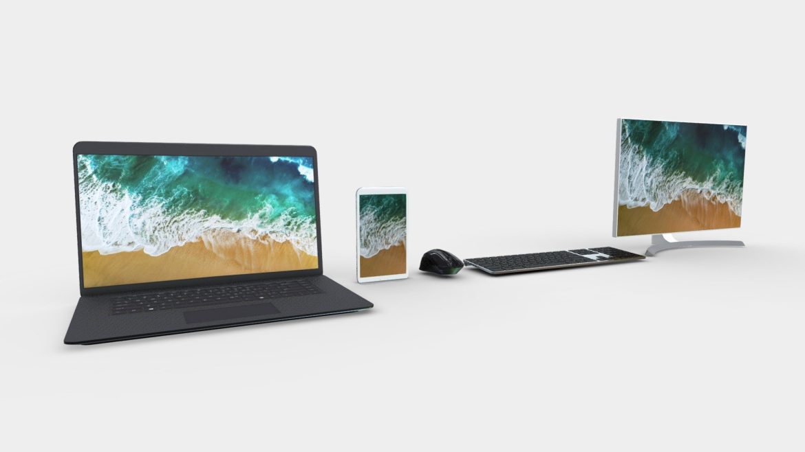 laptop tablet mouse keyboard and monitor pack 3d model