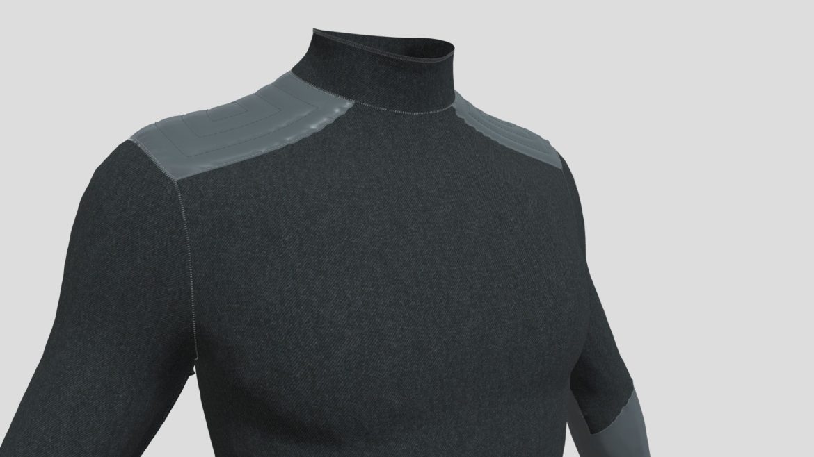 long sleeve sci fi wool shirt grey 3d model