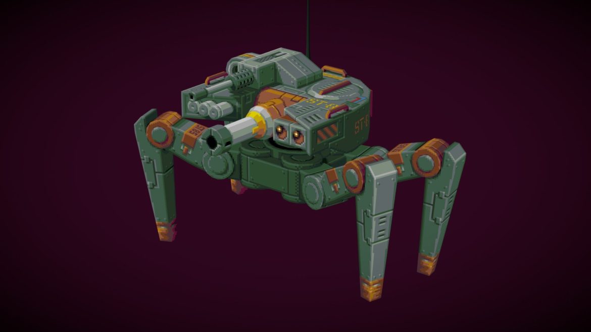 low fi spider tank 3d model