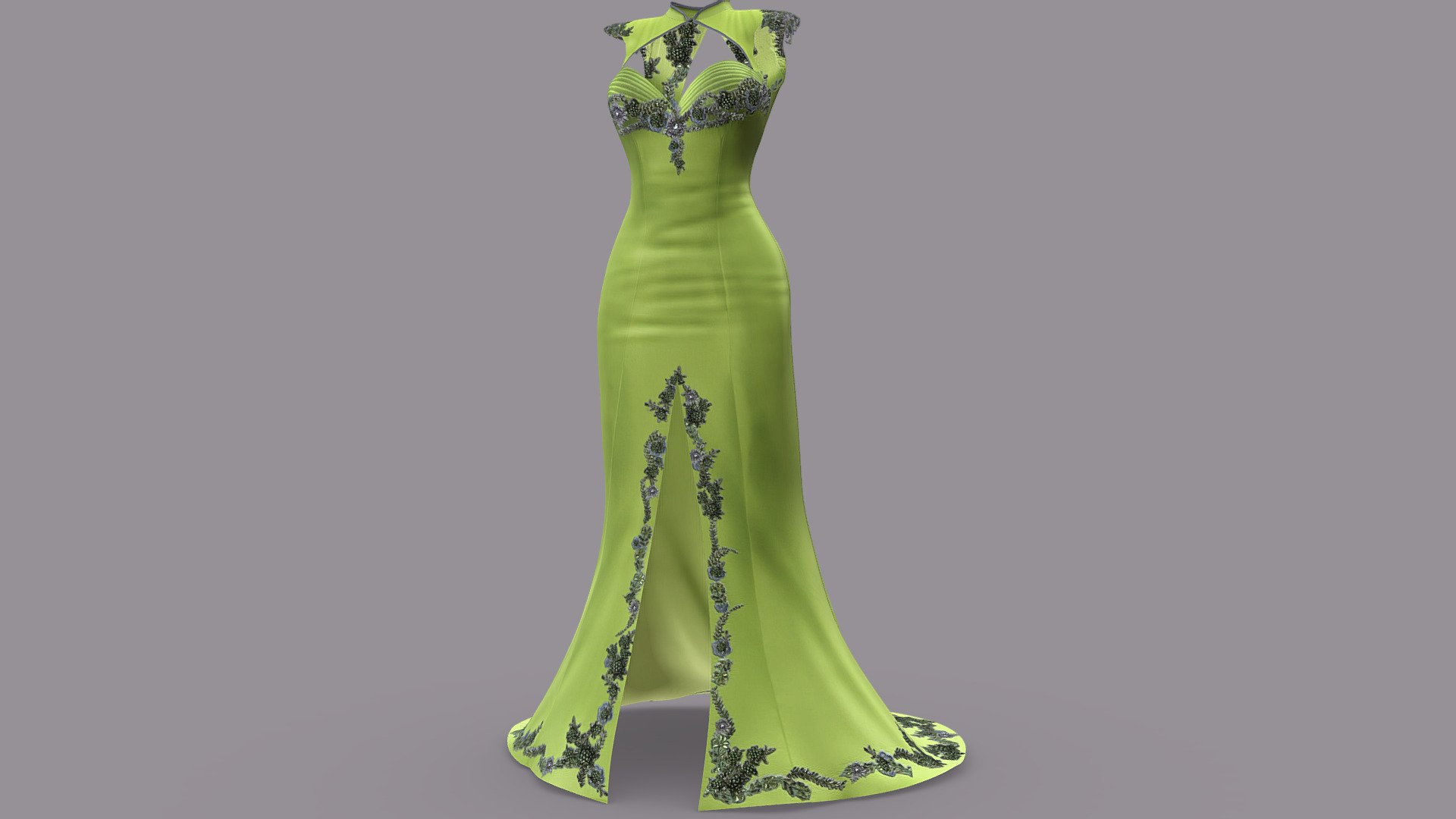 Mermaid Cheongsam Gown Dress With Train