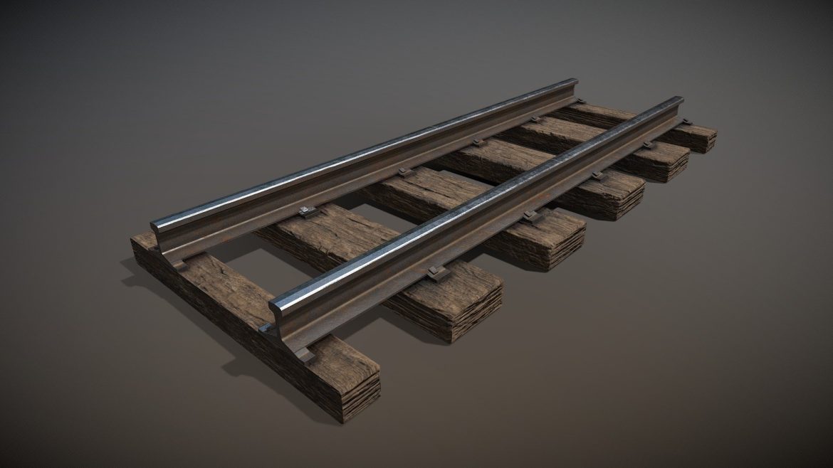 Mining Sleeper 3d Model - Highly detailed mining sleeper 3D model showing weathered industrial railroad tracks for game environments and visualizations.