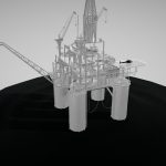 Oil Rig 3d Model - Highly detailed 3D model of an offshore oil rig platform with intricate industrial structures and machinery.