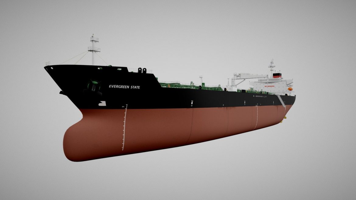 Evergreen Oil Tanker 3d Model - Highly detailed 3D model of the Evergreen oil tanker ship, perfect for maritime visualizations and simulations.