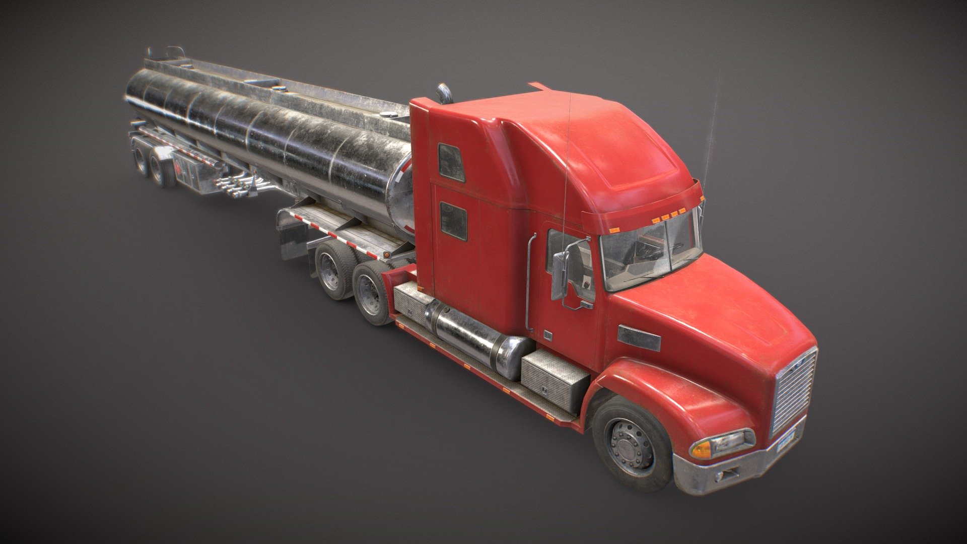 Semi Truck Tanker – Low Poly