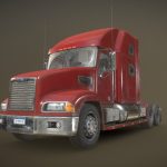Semi Truck Tractor – Red – Low Poly