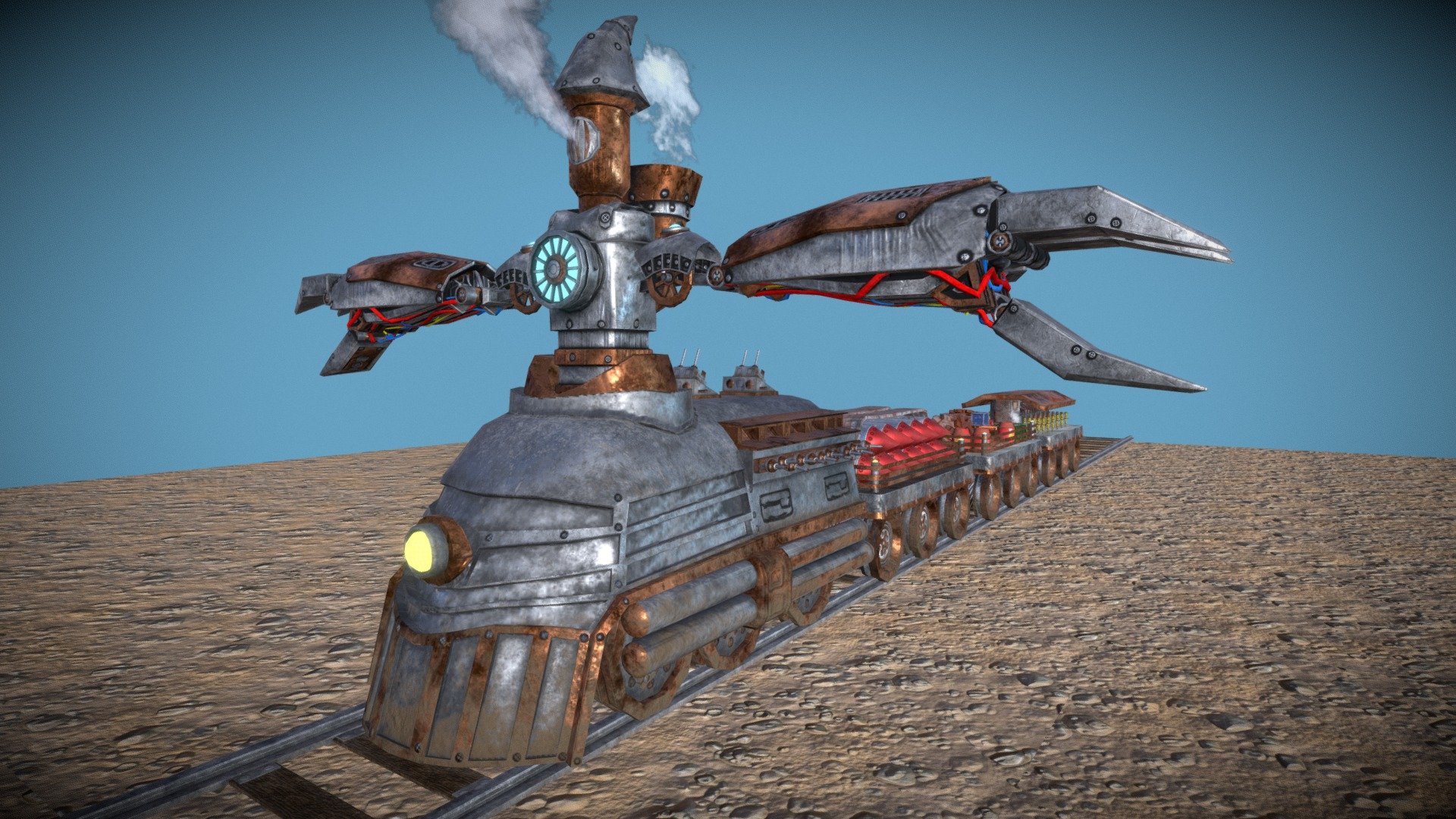 Steampunk Battle Robot Train deep3dsea