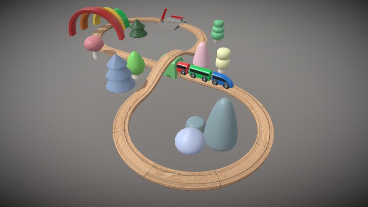 wooden train 3d model