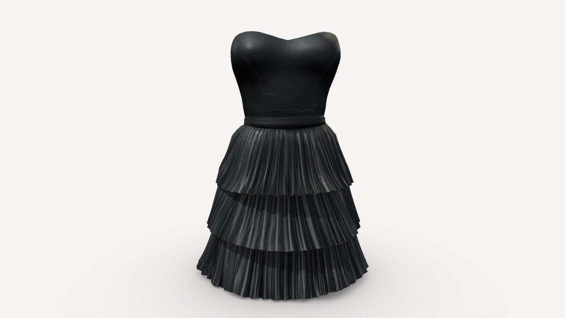 Accordion Layered Skirt Strapless Female Dress