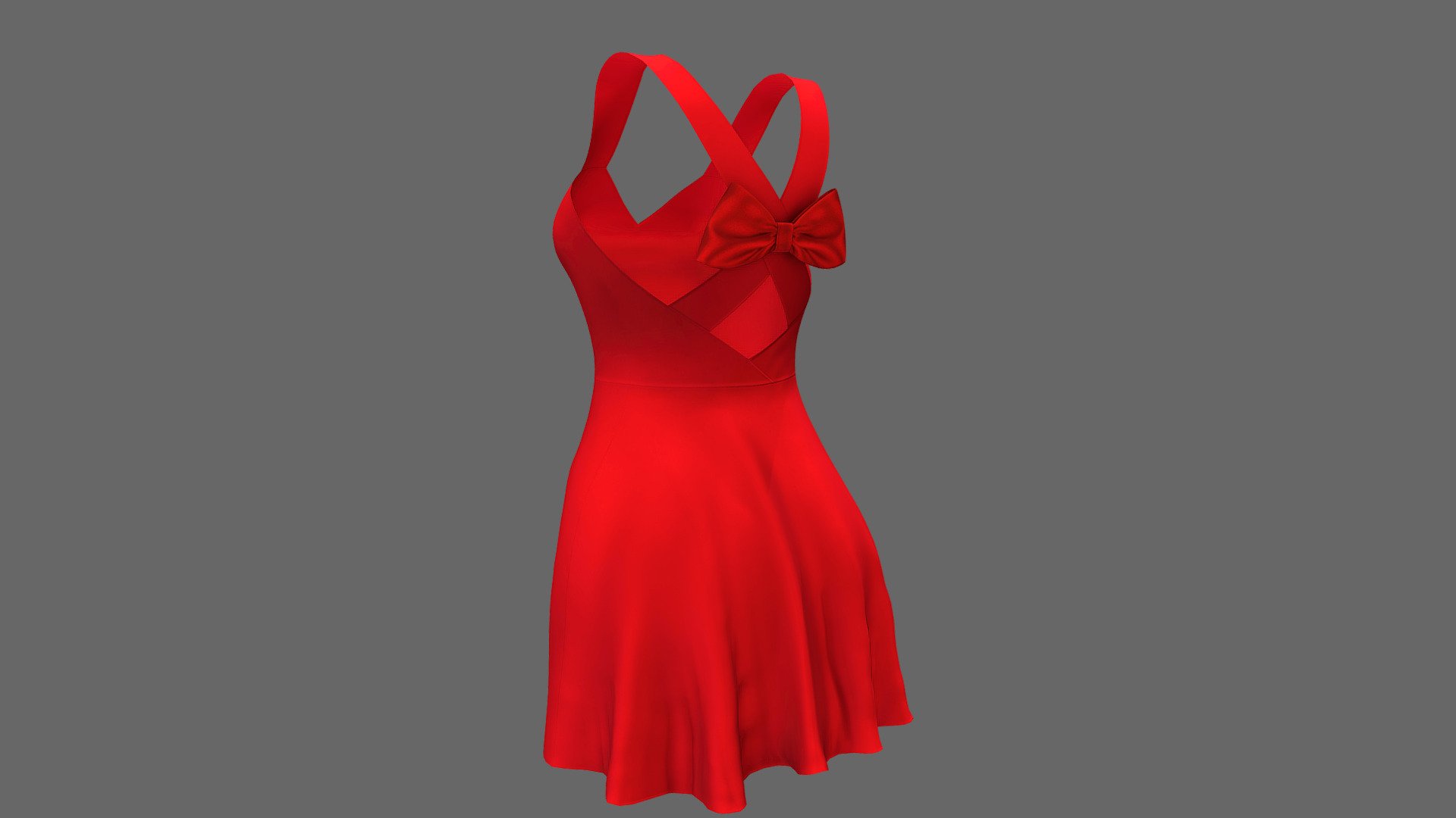 Bow Back Red Female Dress