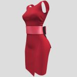 bow tie back sash belt wrap dress 3d model