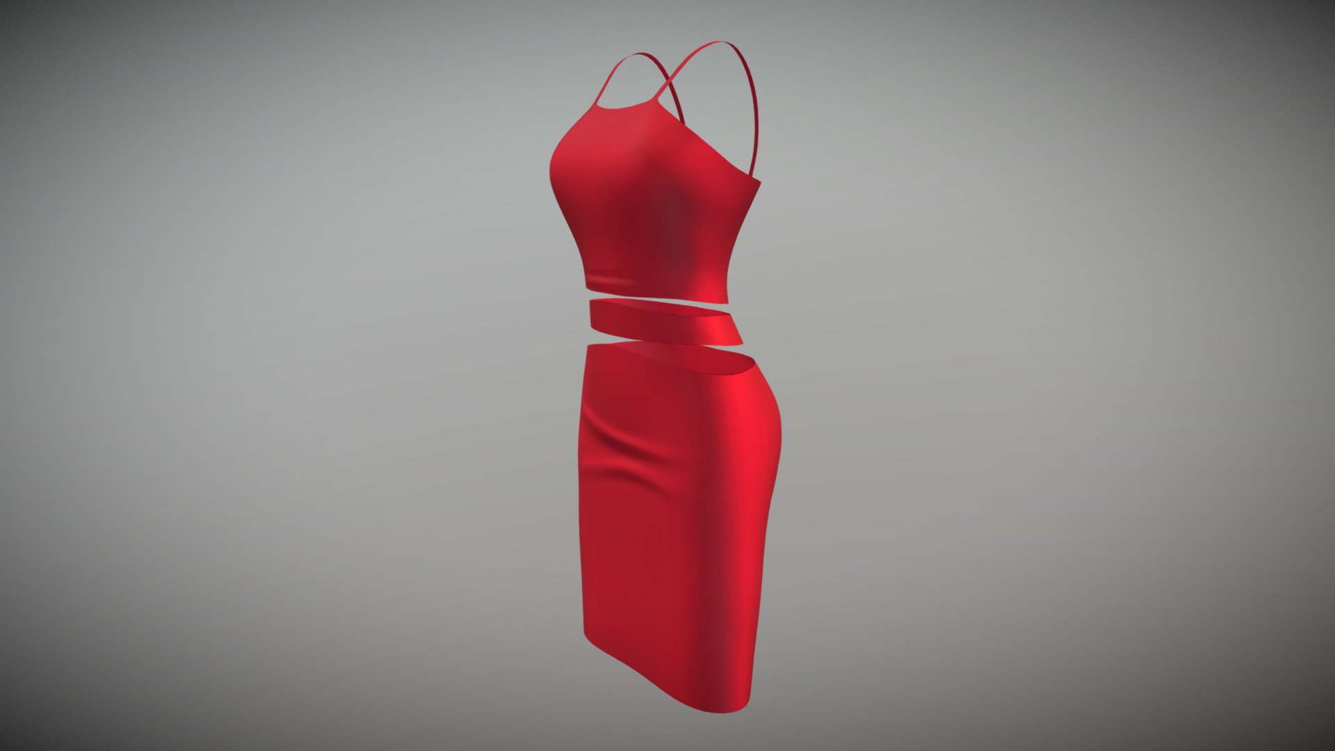 Cutout Waist Short Skirt Red Female Dress
