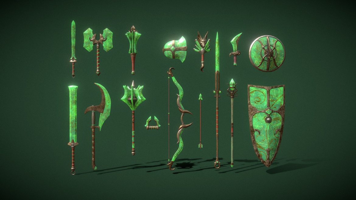 fantasy jade weapon set 3d model